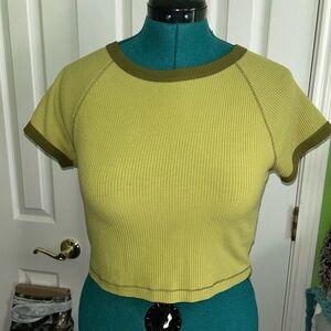 Olive Green Ribbed Women's Top